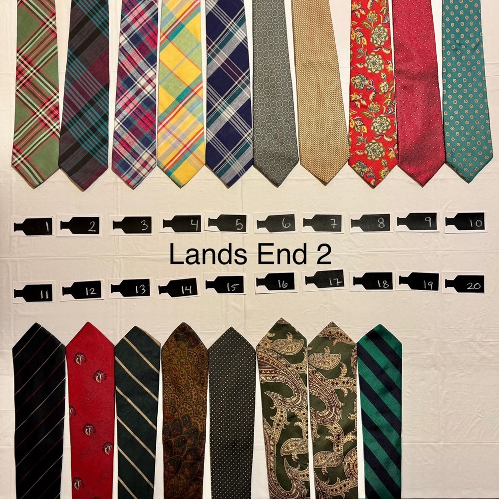 Lands End Vintage Silk Ties - Classic Menswear, 80s, 90s, Y2K - Formal Attire